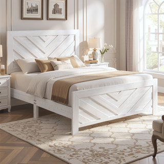 Sunvega Natural Finish Full Bed with Headboard Footboard and Rails