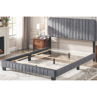 Sunvega Stylish Casual Gray Queen Bed Frame with Durable Support