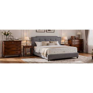 Sunvega Stylish Casual Gray Queen Bed Frame with Durable Support