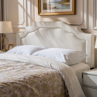 Sunvega Upholstered Queen Size Headboard with Durable Metal Legs and Nailhead Trim