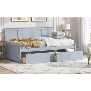 Sunvega Twin Size Bed with 2 Drawers and Wheels for Spacious Storage