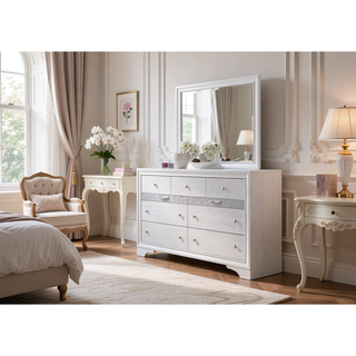 Sunvega Seven Drawer Wood Dresser with Spacious Storage for Bedroom