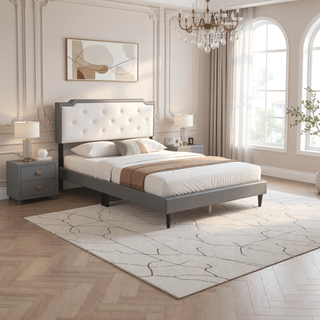 Sunvega Stylish Casual Gray Queen Bed Frame with Durable Support