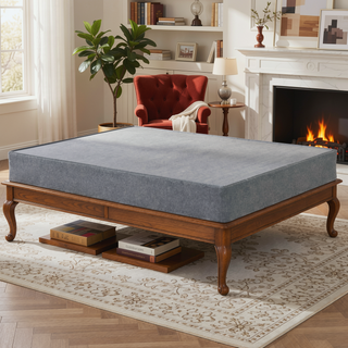 Sunvega 9 Inch Foldable Queen Size Metal Bed Base with Removable Linen Cover