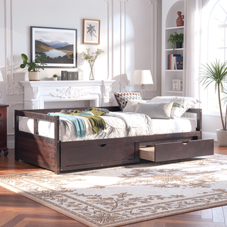 Sunvega Extending Daybed with Trundle for Spontaneous Guests from Twin to King Size