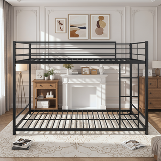Sunvega Full Over Full Metal Bunk Bed with Safety Guard Rails and Ladder, No Box Spring Needed