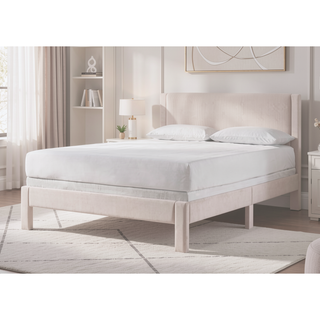 Sunvega Pink Ribbed Upholstered Headboard with Low-Profile Frame for Youth Bedroom