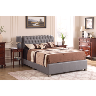 Sunvega Stylish Full Bed Frame in Light Grey Finish for Contemporary Bedroom Decor