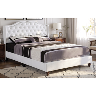 Sunvega Elegant Transitional White Upholstered Queen Bed with Soft Cozy Fabric