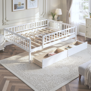 Sunvega Twin Size Daybed with Two Drawers Made of Solid Pine Wood