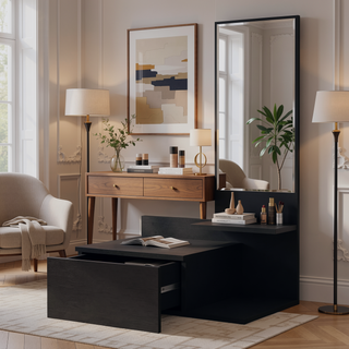 Sunvega Wenge Floating Vanity with Integrated Mirror for Modern Small Bathrooms