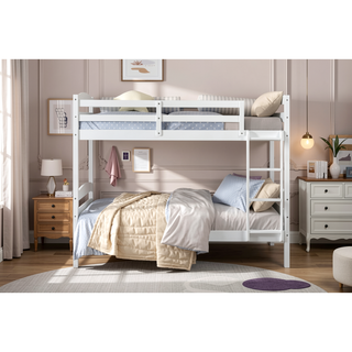 Sunvega Twin over Twin Bunk Bed with Guard Rails in Black Finish