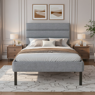 Sunvega Full Size Upholstered Platform Bed Frame With Headboard and 14'' Storage