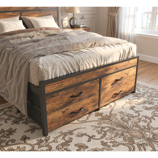 Sunvega Twin Size Bed Frame with Storage Drawers Headboard Charging Station and Smart LED Lights