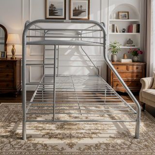 Sunvega Twin/Full Metal Bunk Bed with Slat System and Guardrail