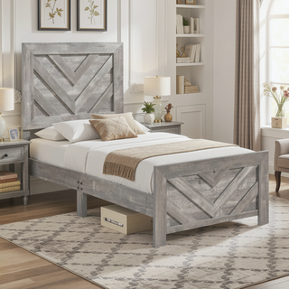 Sunvega Natural Finish Full Bed with Headboard Footboard and Rails