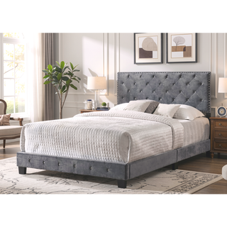 Sunvega Transitional Style Gray Full Bed Frame with Storage and Durable Construction