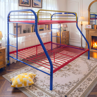 Sunvega Twin/Full Metal Bunk Bed with Slat System and Guardrail