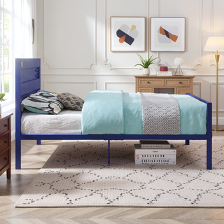 Sunvega Cargo Container Themed Metal Full Platform Bed with Headboard and Footboard
