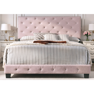 Sunvega Bright Pink Transitional Full Bed with Sturdy Build for Assembly