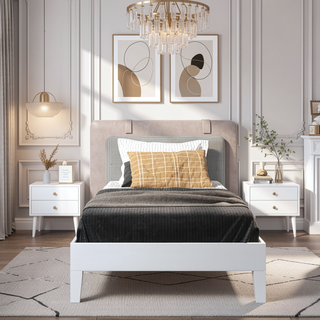 Sunvega Solid Wood Twin Platform Bed with 14-Slat System and Under Bed Storage