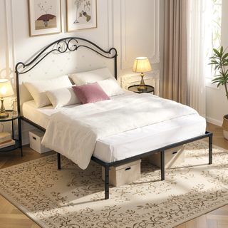 Sunvega Full Metal Bed with Sturdy Steel Structure for Modern Bedroom