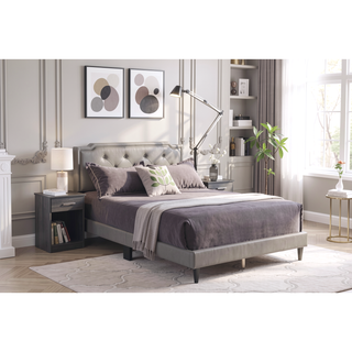 Sunvega Stylish Casual Gray Queen Bed Frame with Durable Support