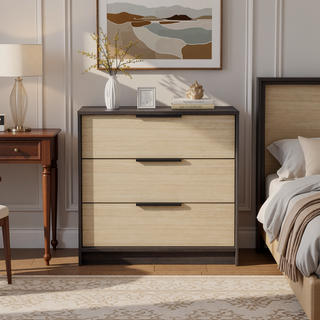 Sunvega Kaia 3 Drawer Dresser with Open Display Top and Large Storage