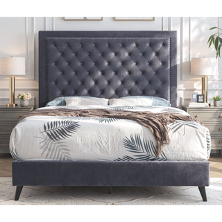 Sunvega Stylish Casual Gray Queen Bed Frame with Durable Support