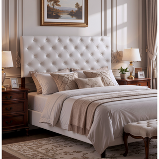 Sunvega Pink Faux Leather Tufted Panel Headboard with Adjustable Height