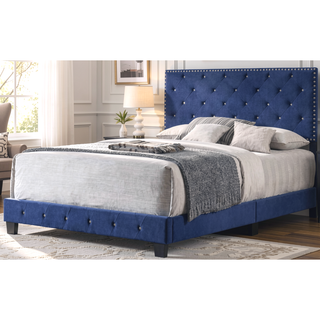 Sunvega Navy Blue Full Bed with Durable Construction for Modern Spaces