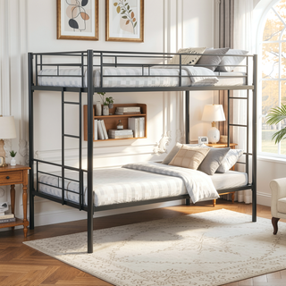 Sunvega Metal Bunk Bed with Trundle for Modern Space Saving Bedroom