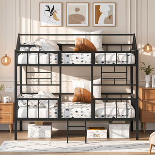 Sunvega Twin Size Metal House Bed Frame with Slatted Support No Box Spring Needed