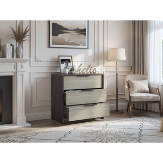Sunvega Kaia 3 Drawer Dresser with Open Display Top and Large Storage