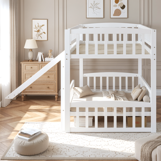 Sunvega Twin Size Loft Bed with Slide and Ladder for Kids Bedroom in Gray