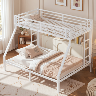 Sunvega Twin XL over Queen Metal Bunk Bed with Noise Reduction for Teens and Adults
