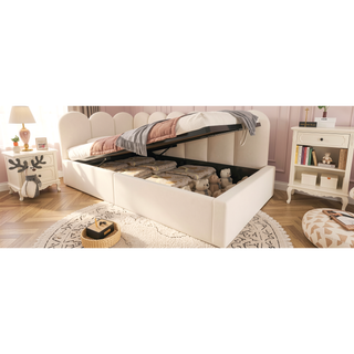 Sunvega Velvet Upholstered Ottoman Daybed With Hydraulic Storage And Metal Frame