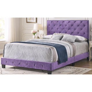 Sunvega Purple Transitional Queen Bed with Vibrant Finish and Sturdy Support