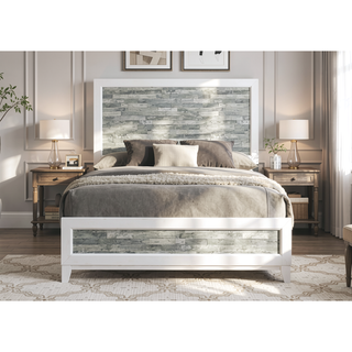 Sunvega Modern Contemporary Style King Panel Bed with Tall Headboard and Footboard