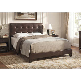 Sunvega Upholstered Queen Bed Frame with Tufted Headboard and Leather Look