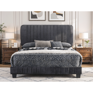 Sunvega Full Bed with Chic Tufted Headboard and Vibrant Blue Hue in One Box