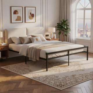 Sunvega Heavy Duty Twin Size Metal Bed Frame with Reinforced Steel Slats