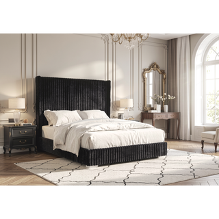 Sunvega Contemporary White Fur Chenille Fabric Mattress Ready Queen Size Bed