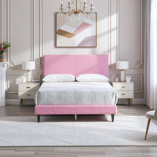 Sunvega White Faux Leather Upholstered Queen Bed with Adjustable Headboard