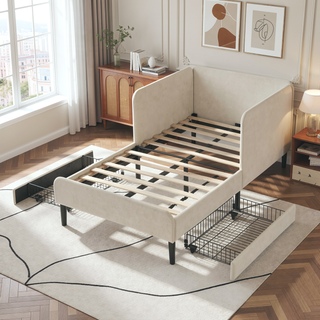 Sunvega Twin Size Upholstered Sofa Bed Frame with 2 Storage Drawers and Velvet