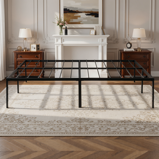 Sunvega Unique Flower Sturdy System Metal Bed Frame with Headboard and Footboard