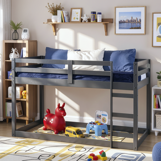 Sunvega Twin Loft Bed with Slats System and Right Facing Ladder in Espresso