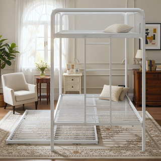 Sunvega Space Saving Triple Metal Bunk Bed with Trundle for Kids Bedrooms