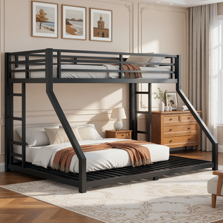Sunvega Twin XL over Queen Metal Bunk Bed for Teens and Adults with Noise Reduction