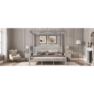 Sunvega King Size Canopy Platform Bed with Headboard and Sturdy Support Legs